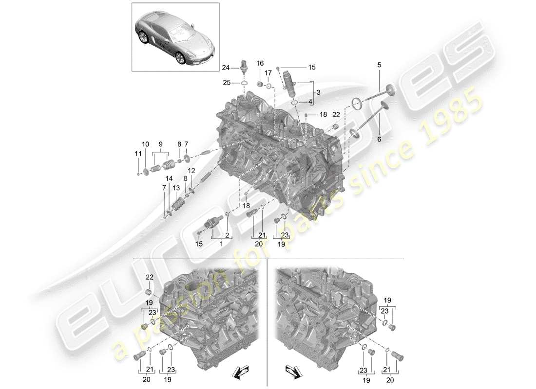porsche cayman 981 (2014) cylinder head parts diagram