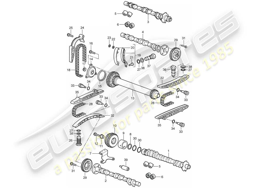 porsche cayman 987 (2006) camshaft parts diagram