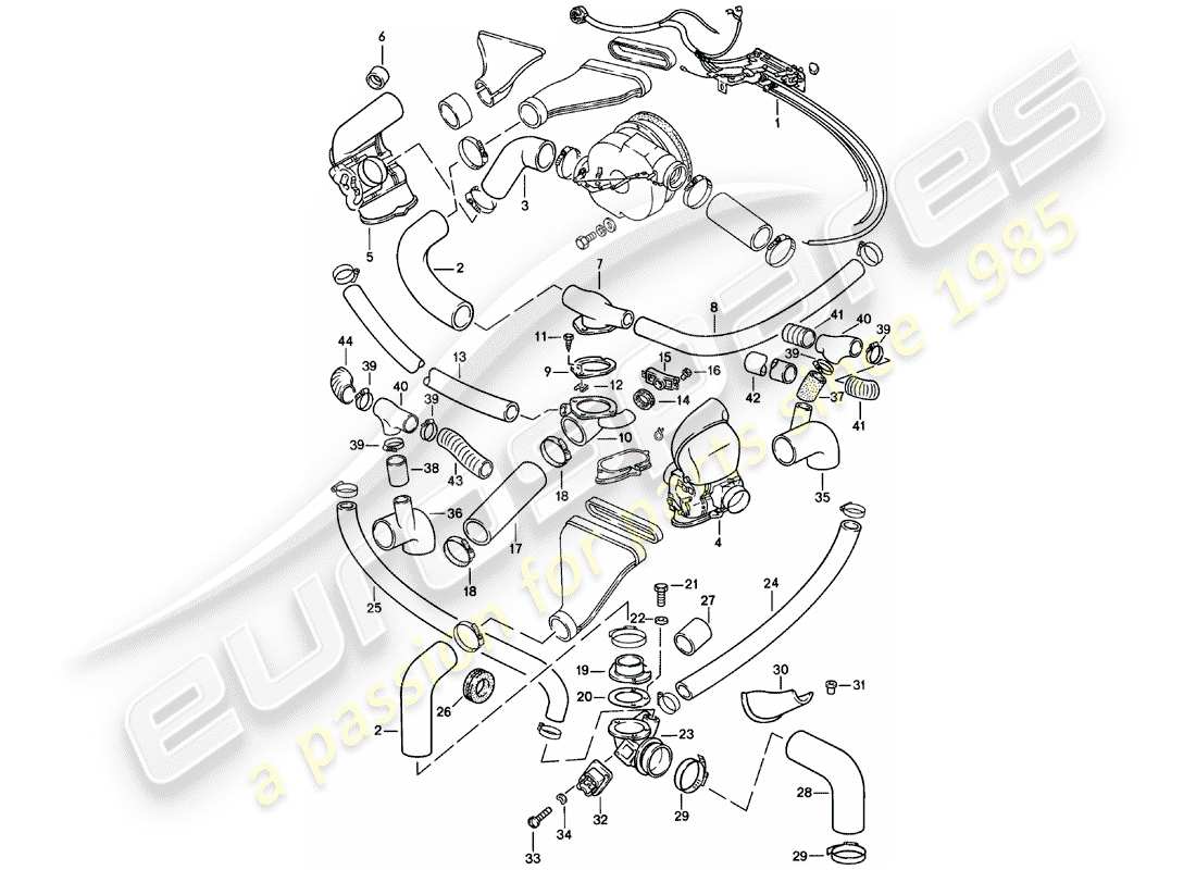 porsche 911 (1983) cooling air duct - control switch part diagram