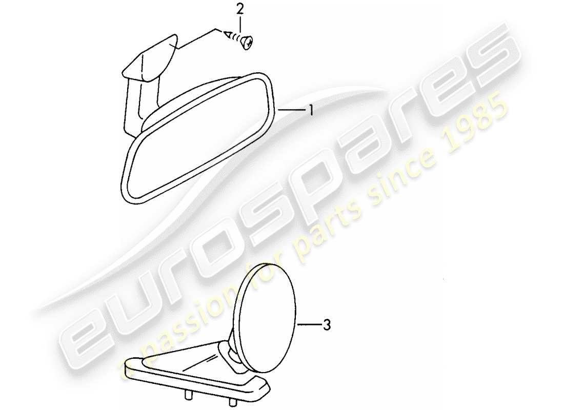 porsche 911/912 (1967) rear view mirror inner - rear view mirror part diagram