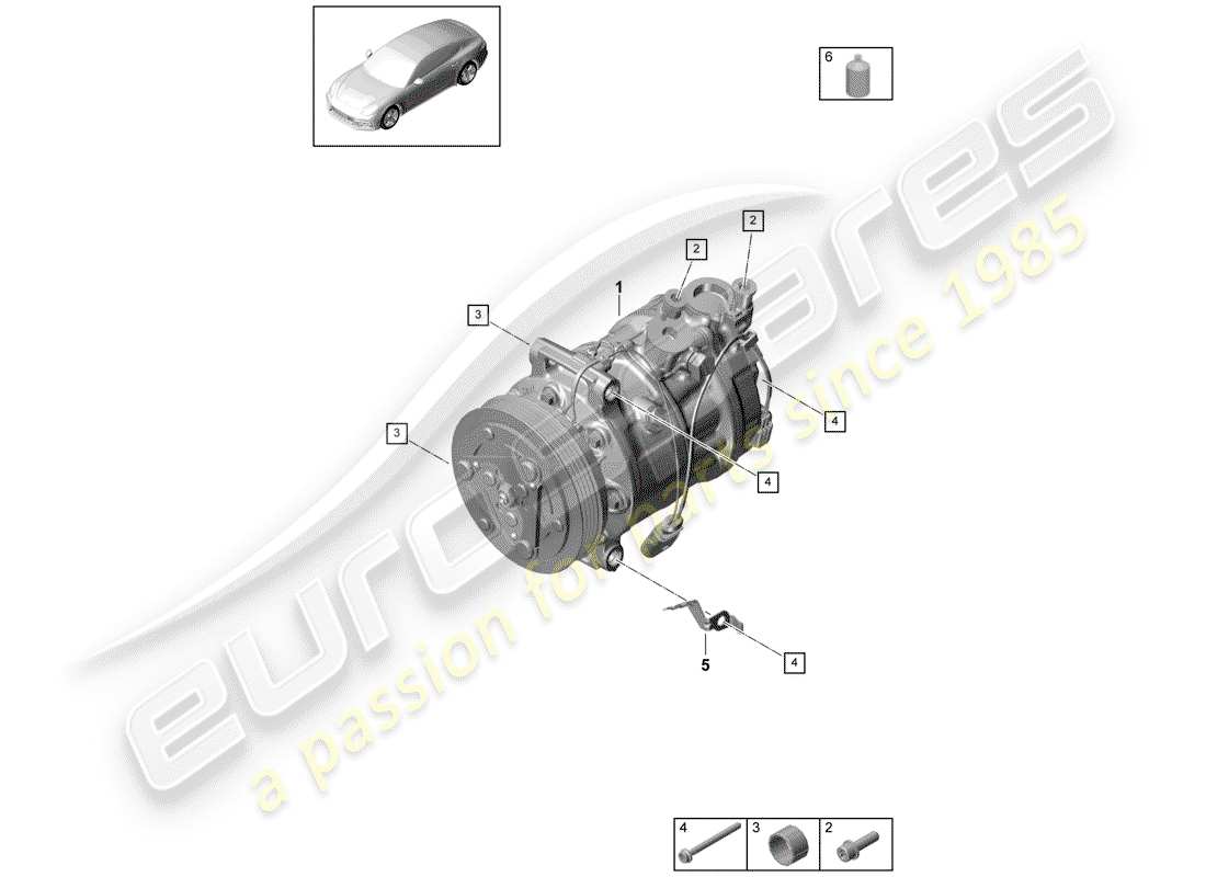 porsche panamera 971 (2020) compressor part diagram