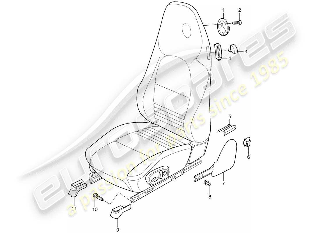 porsche 996 (2004) seat parts diagram