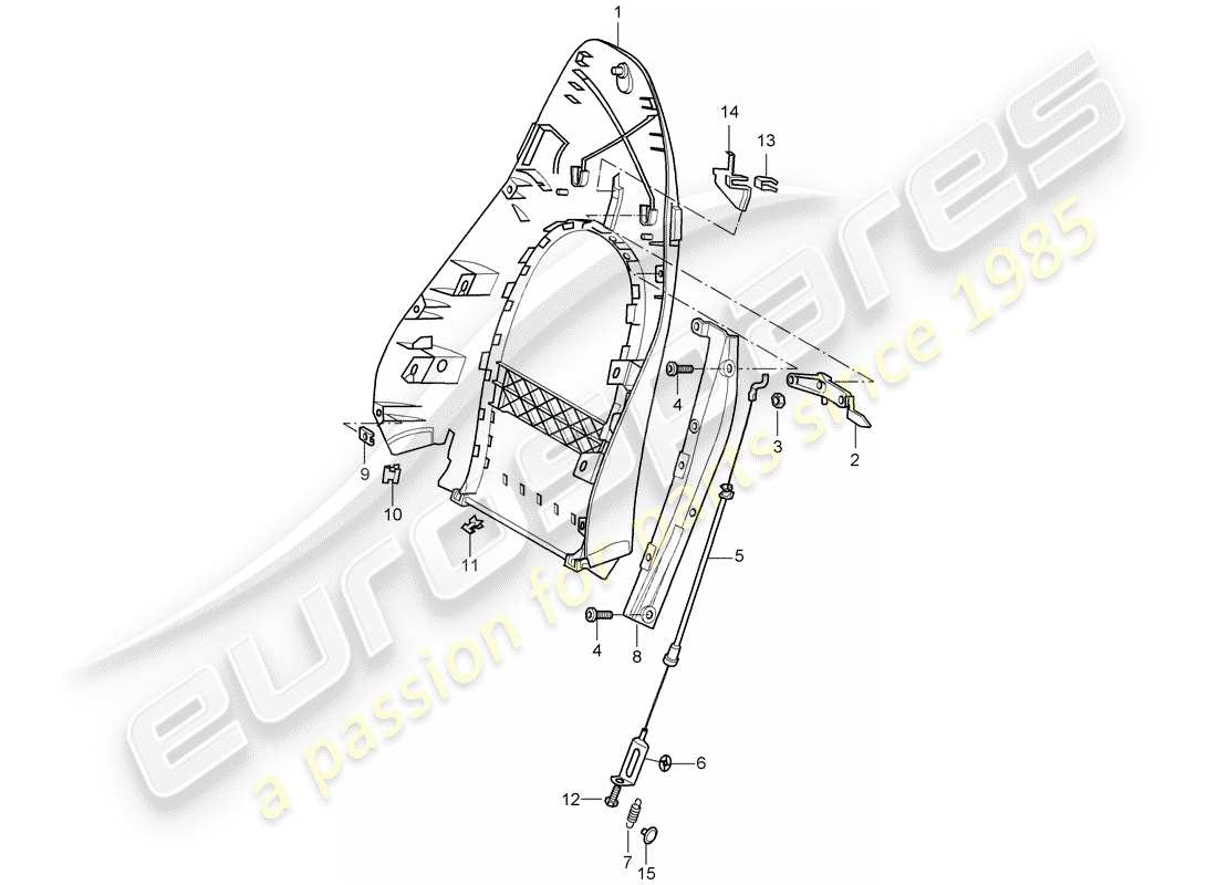porsche 996 (2003) backrest shell - standard seat - comfort seat - d - mj 1998>> - mj 1998 part diagram