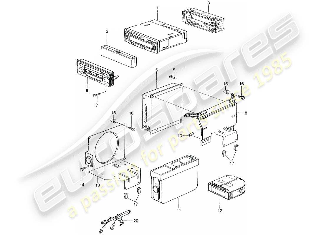 porsche 996 (2000) radio unit - amplifier - d >> - mj 2002 part diagram