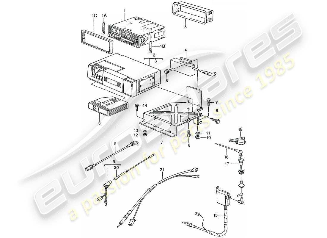 porsche 968 (1994) radio unit - cd-changer parts diagram