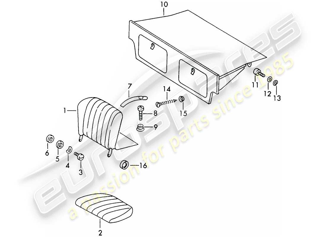 porsche 911/912 (1967) emergency seat part diagram