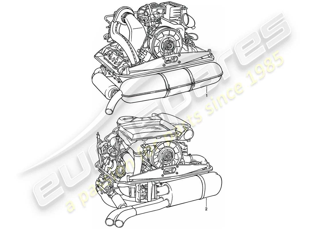 porsche 911 (1985) replacement engine - ready for installation part diagram