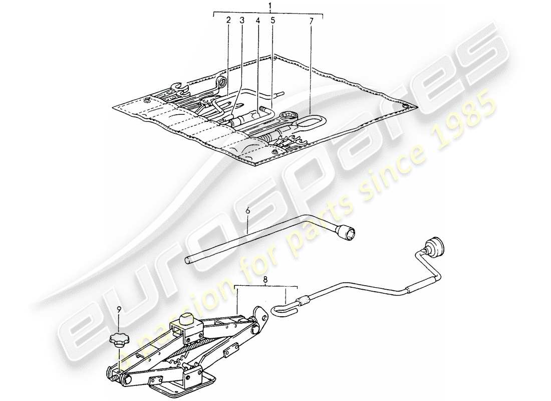 porsche 964 (1990) tool - jack part diagram