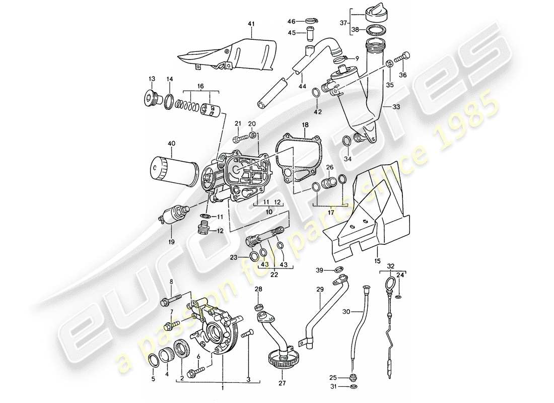 porsche 944 (1989) engine lubrication part diagram