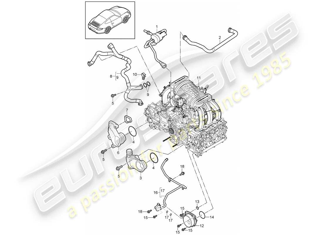 porsche 997 gen. 2 (2009) crankcase parts diagram