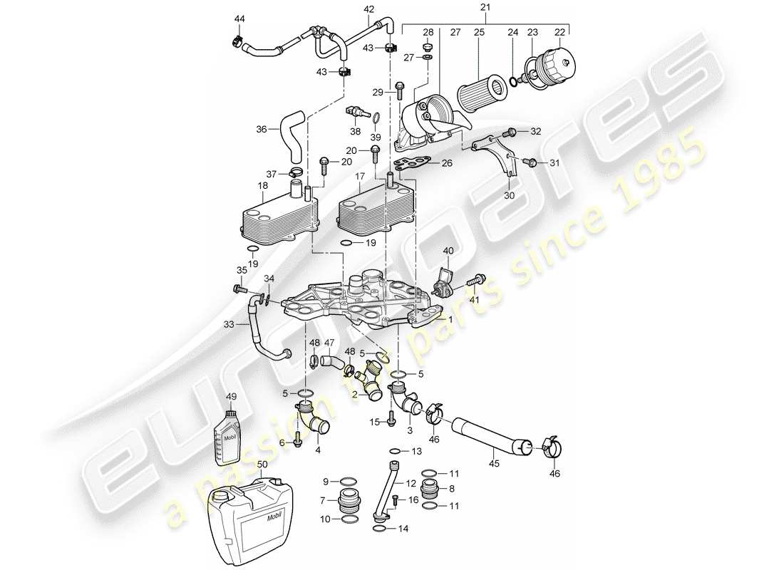 porsche 997 t/gt2 (2007) oil filter part diagram