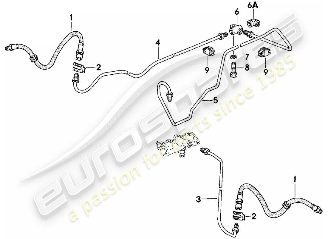 porsche 924 (1980) brake lines part diagram