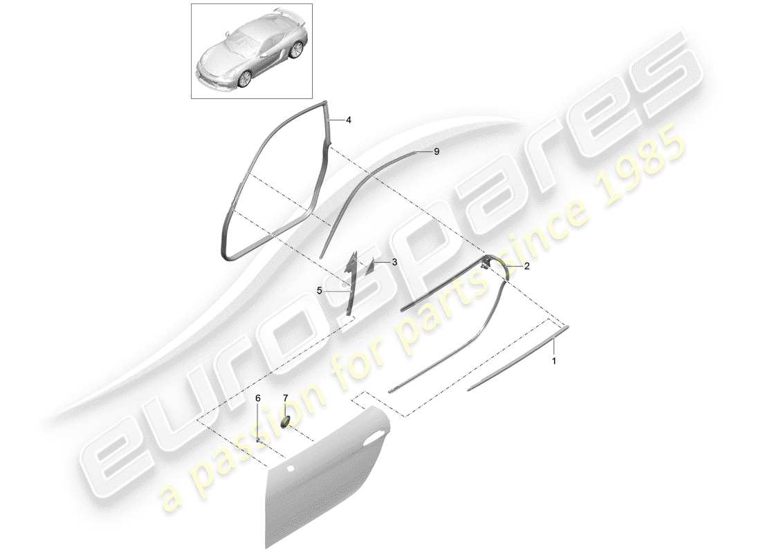 porsche 2016 door seal part diagram