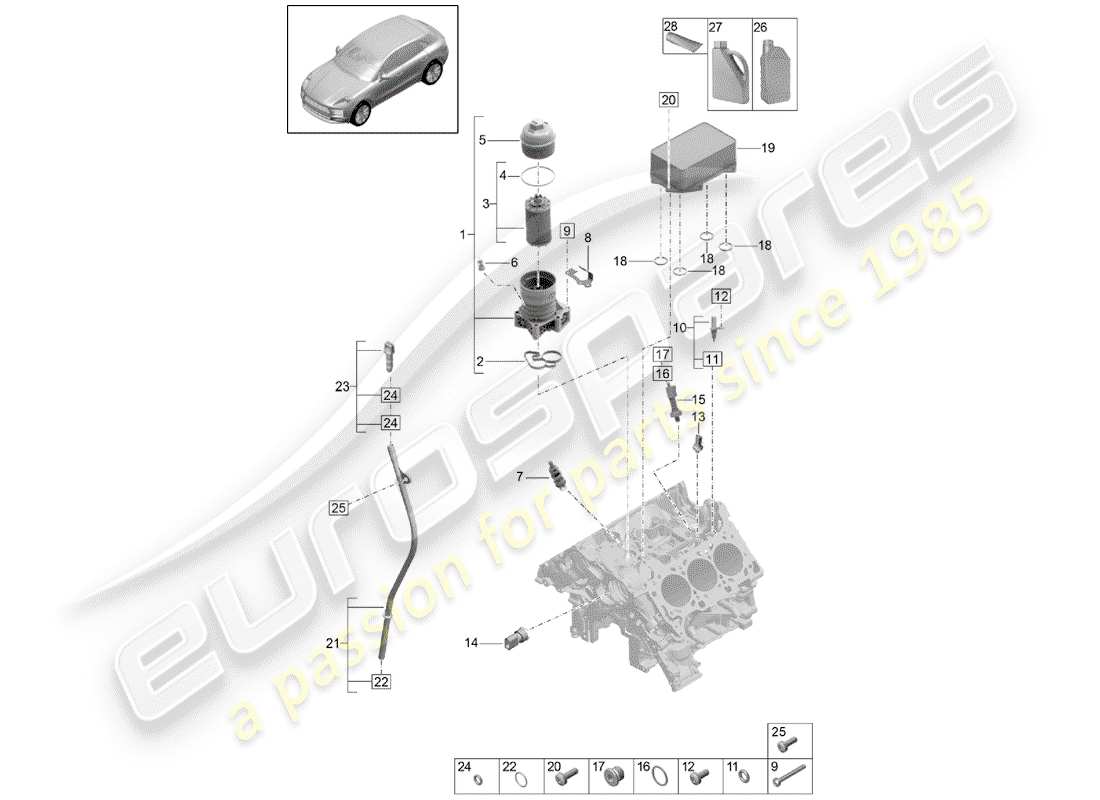 porsche macan (2020) oil filter part diagram