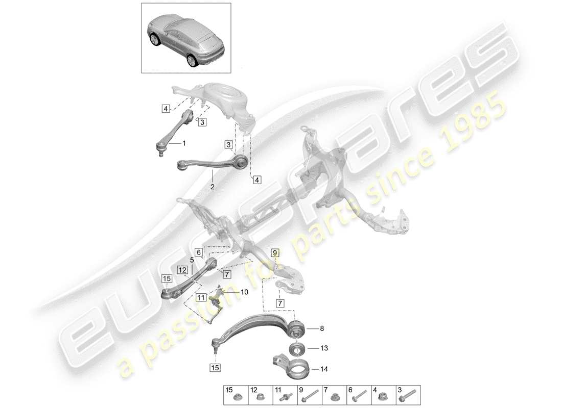 porsche macan (2020) track control arm part diagram