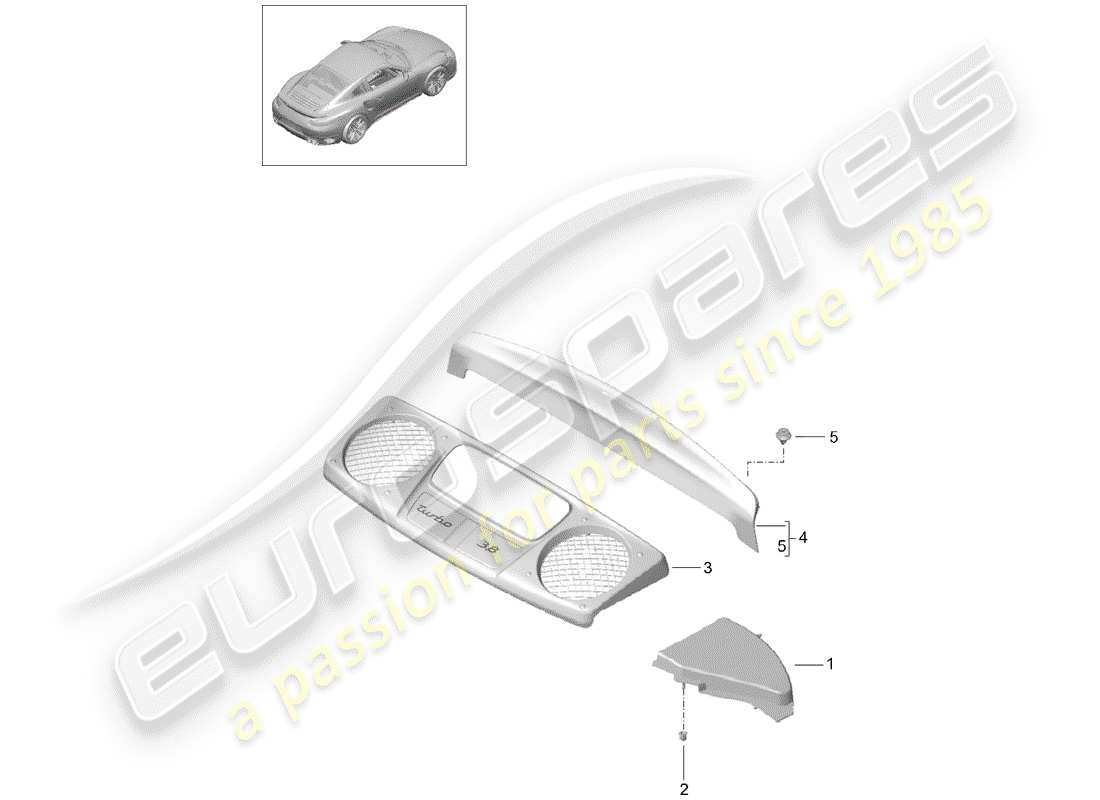 porsche 991 turbo (2014) lining parts diagram