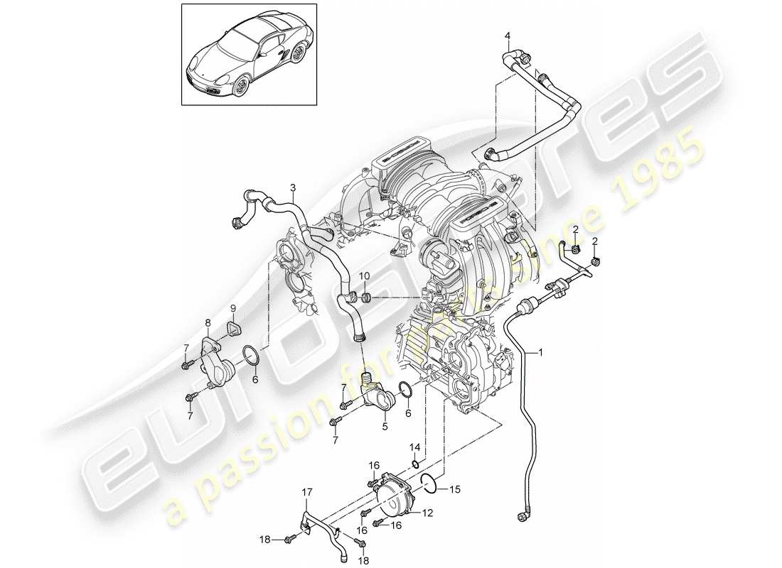 porsche cayman 987 (2010) crankcase parts diagram