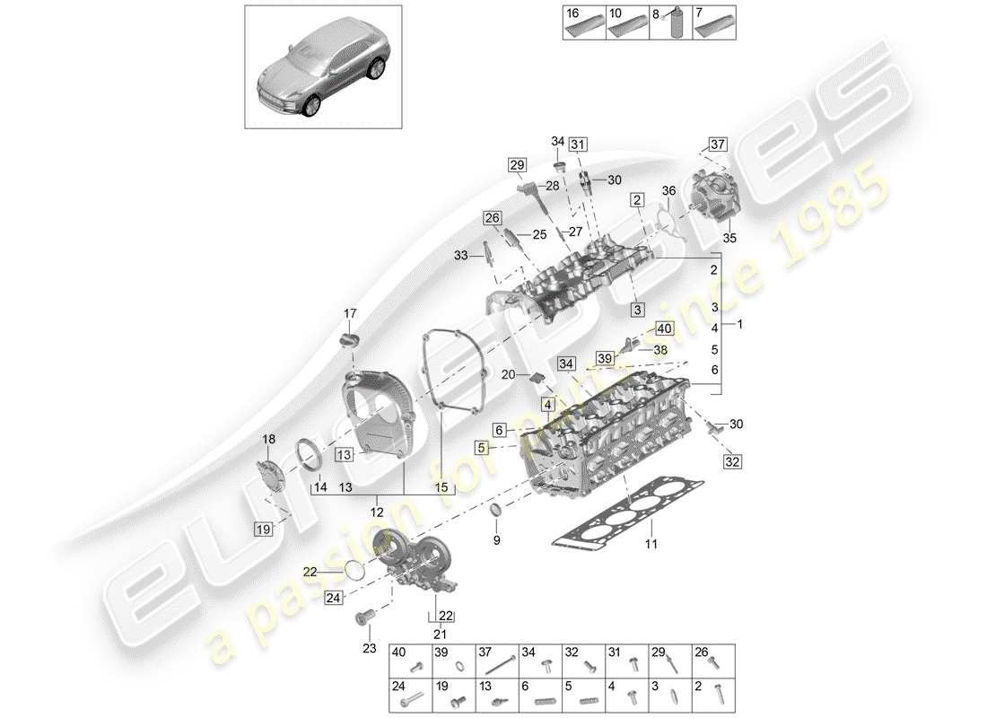 porsche macan (2020) cylinder head part diagram