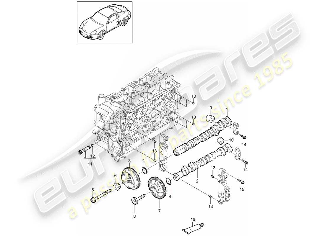 porsche cayman 987 (2010) camshaft parts diagram