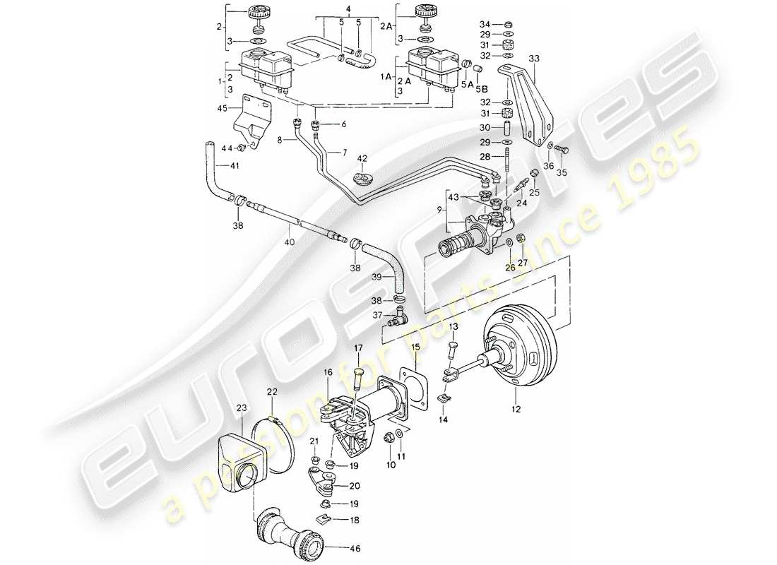 porsche 964 (1990) reservoir for - brake fluid - brake master cylinder parts diagram