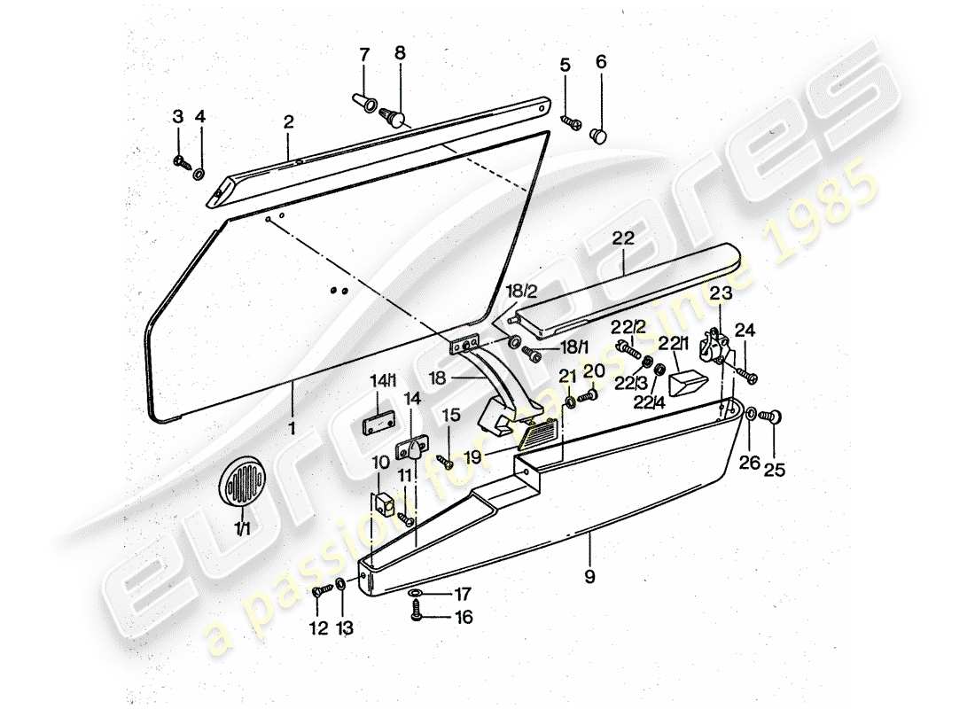 porsche 911 turbo (1977) door panel part diagram