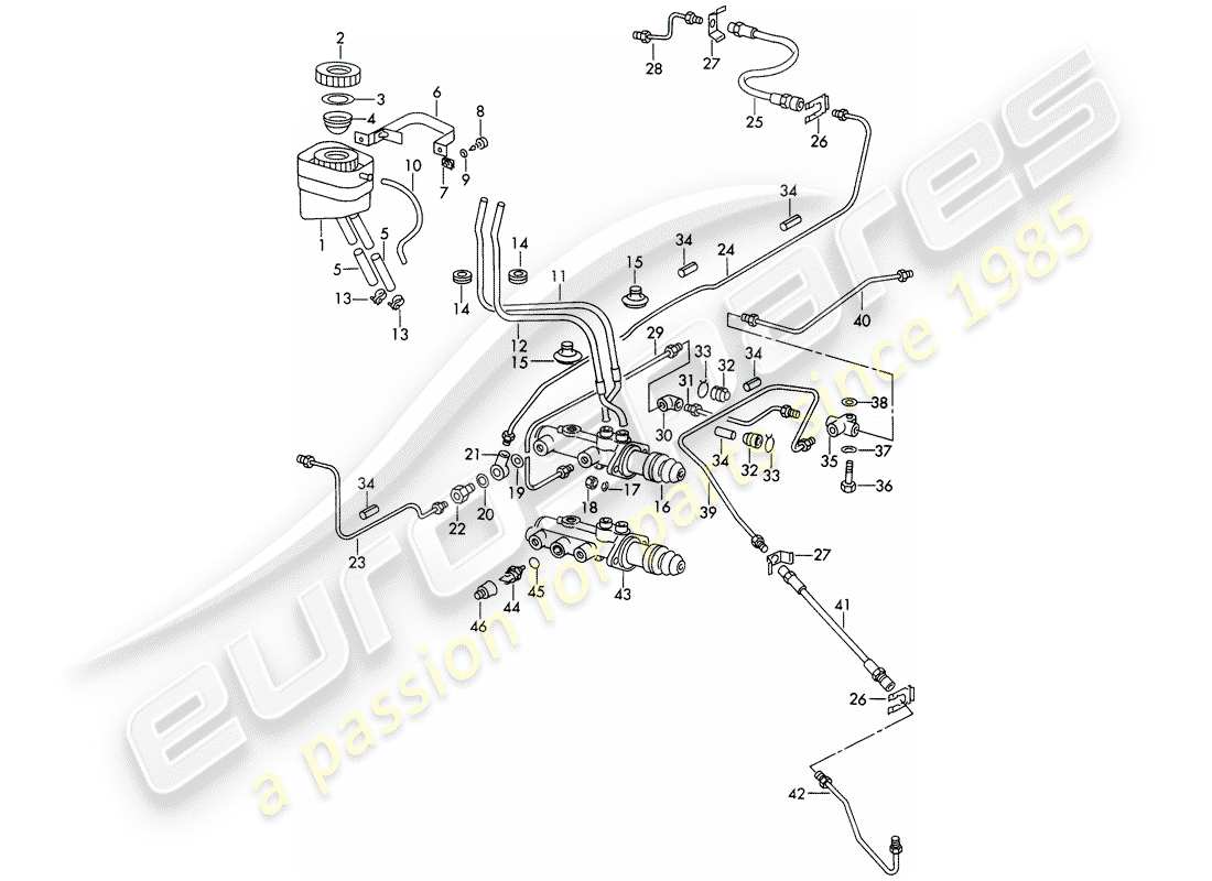 porsche 911/912 (1968) reservoir for - brake fluid - brake master cylinder - d - mj 1969>> - mj 1969 parts diagram
