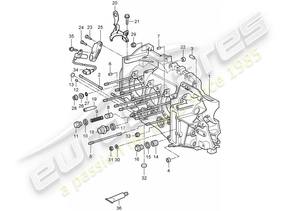 porsche 997 t/gt2 (2009) crankcase parts diagram