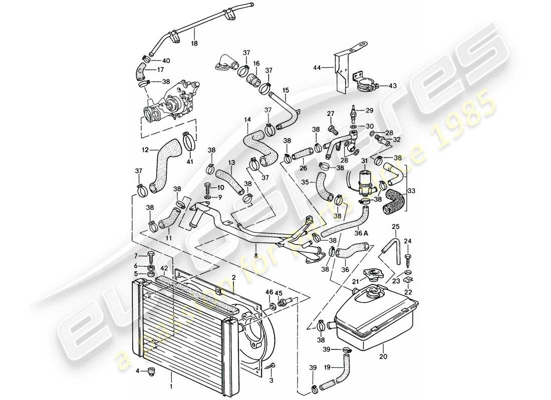 porsche 944 (1989) water cooling part diagram