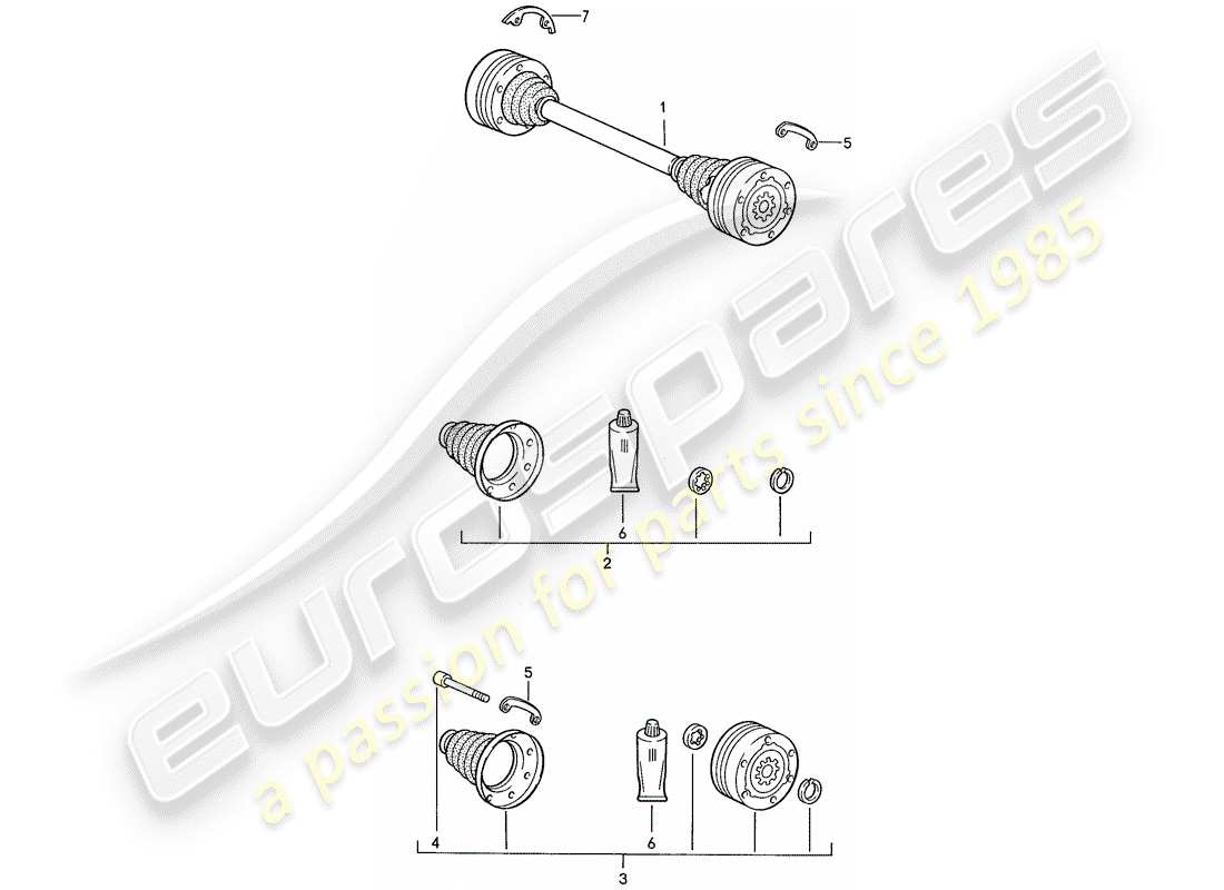 porsche 944 (1989) drive shaft part diagram