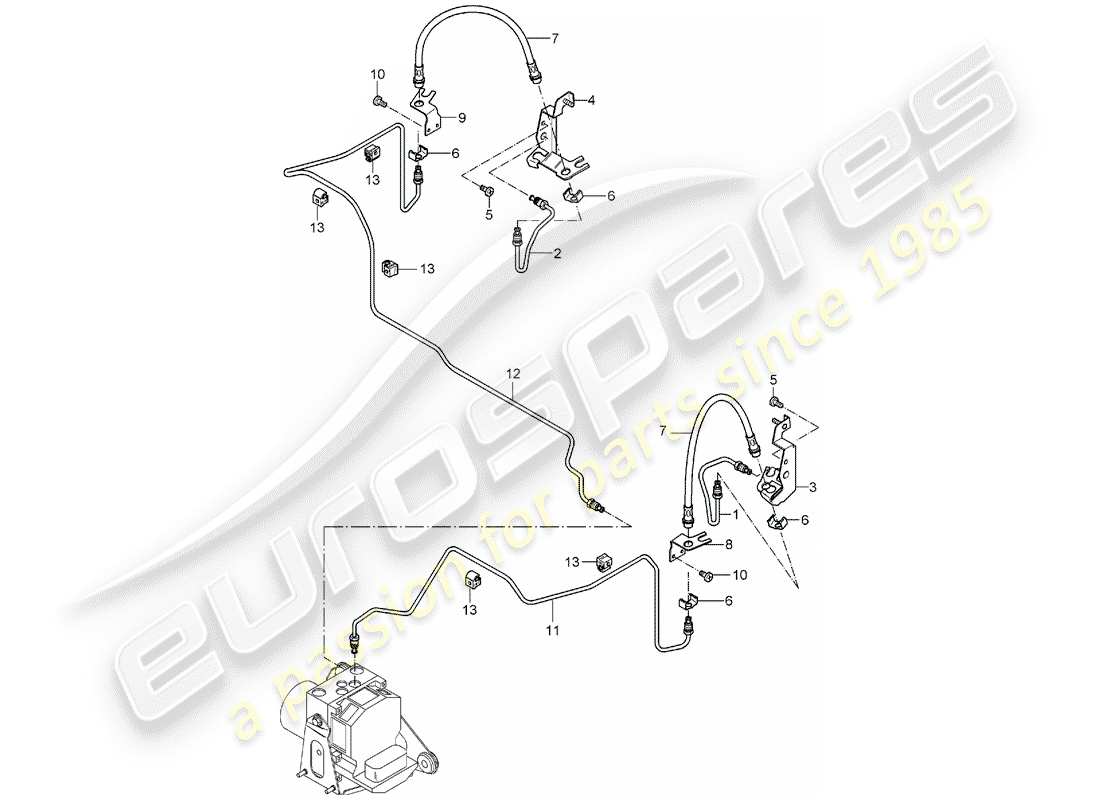 porsche carrera gt (2006) brake lines - front axle part diagram