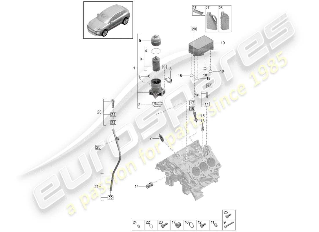 porsche macan (2019) oil filter part diagram