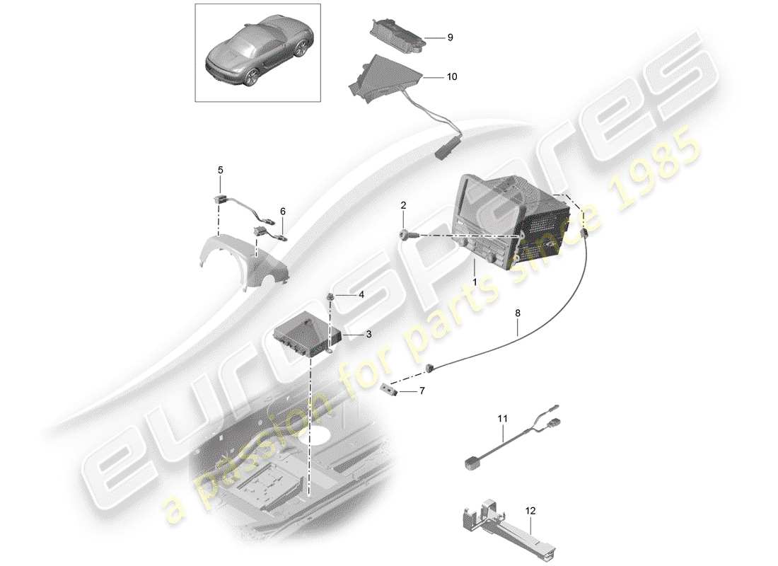 porsche boxster 981 (2013) operating unit parts diagram