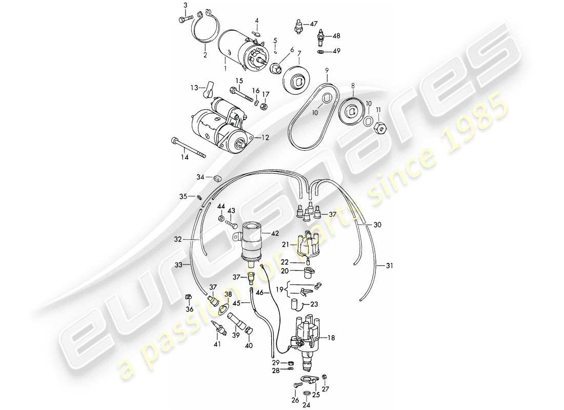 porsche 911/912 (1967) engine electrics part diagram