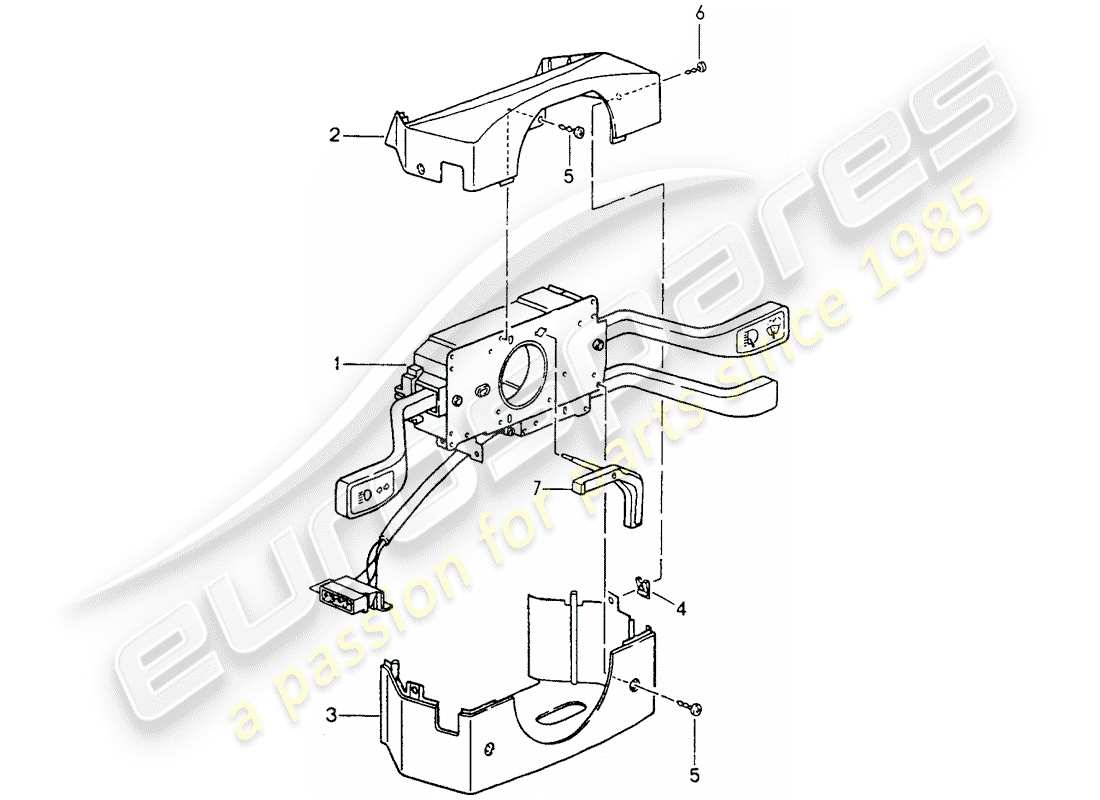 porsche 964 (1990) steering column switch part diagram