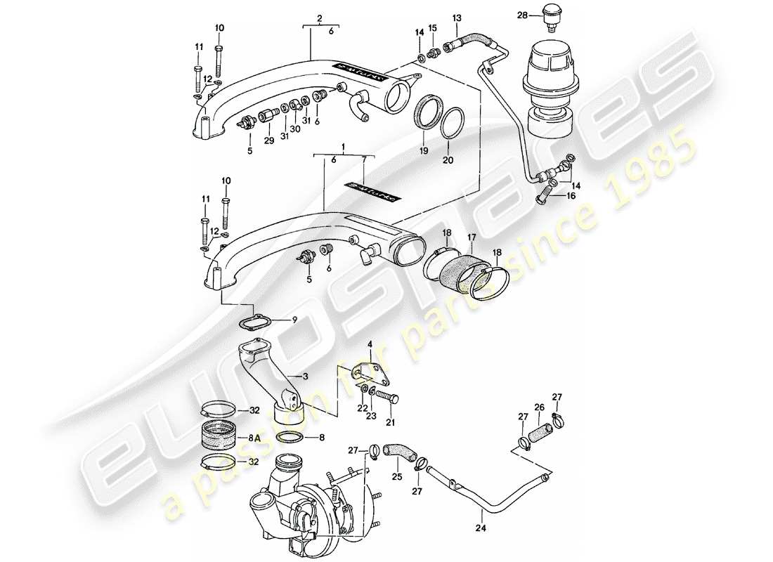 porsche 924 (1980) turbocharging part diagram