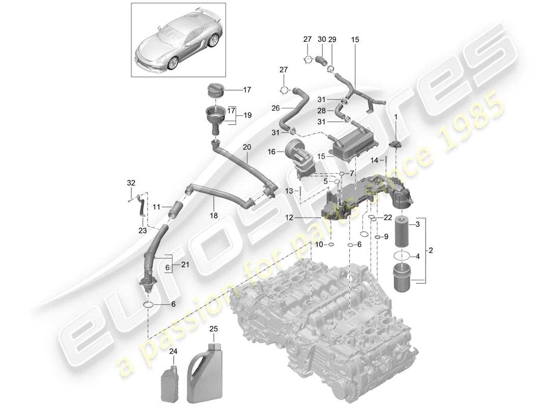 porsche 2016 engine lubrication part diagram