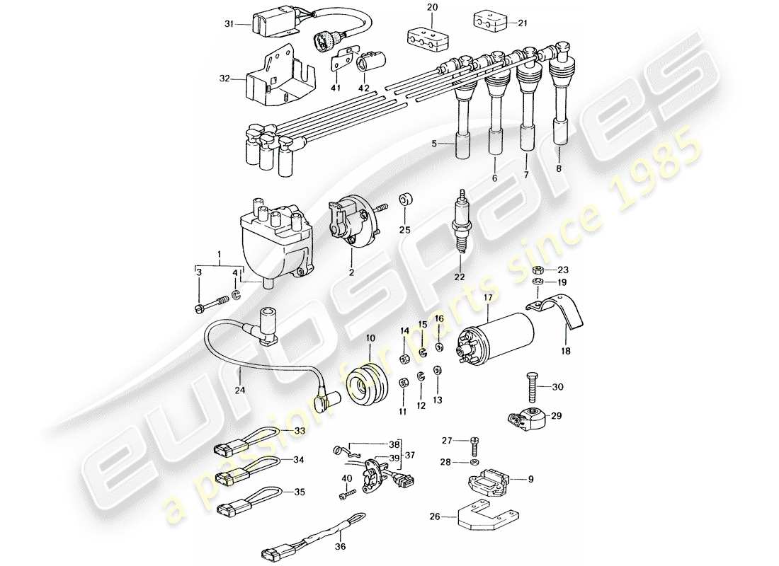 porsche 944 (1989) engine electrics 1 part diagram