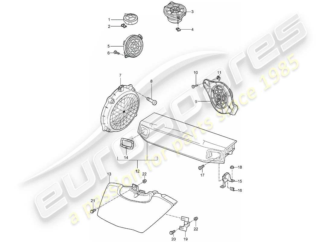 porsche 997 (2005) loudspeaker part diagram