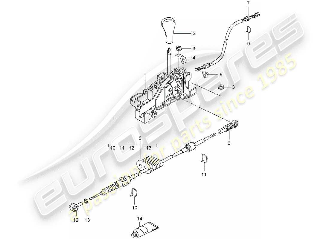 porsche 996 (2000) selector lever - tiptronic parts diagram