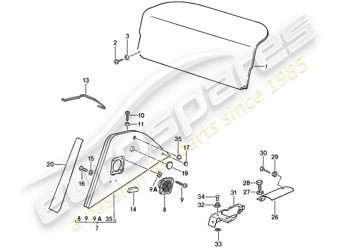 porsche 911 (1989) interior equipment part diagram