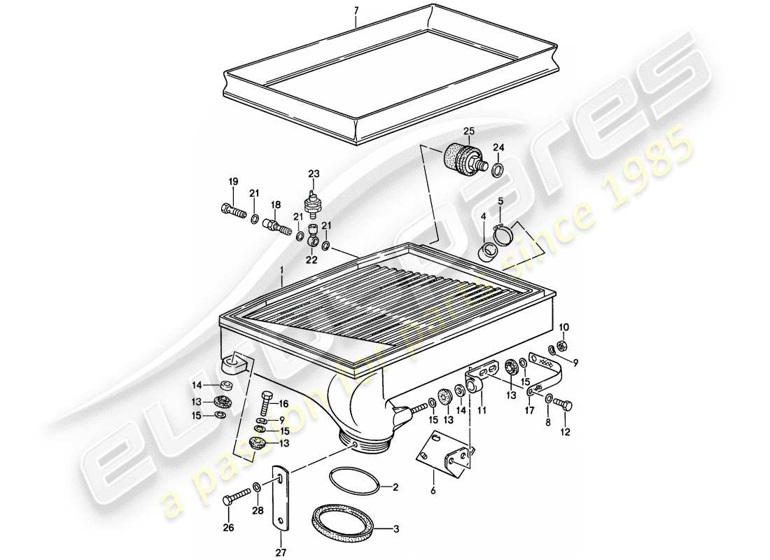 porsche 911 (1988) charge air cooler part diagram