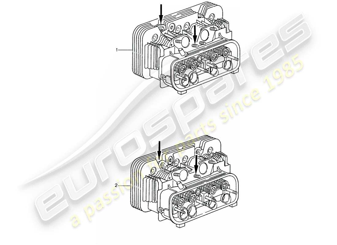 porsche replacement catalogue (1967) cylinder head part diagram