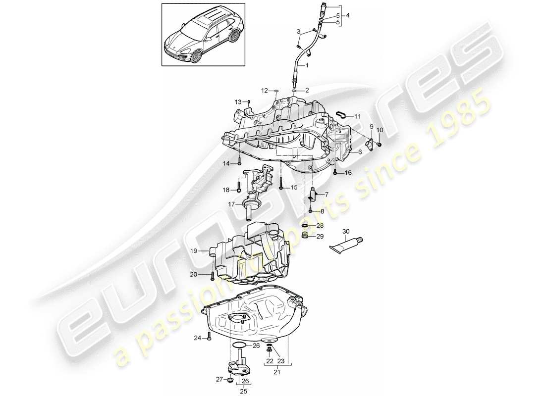 porsche cayenne e2 (2012) oil-conducting housing part diagram