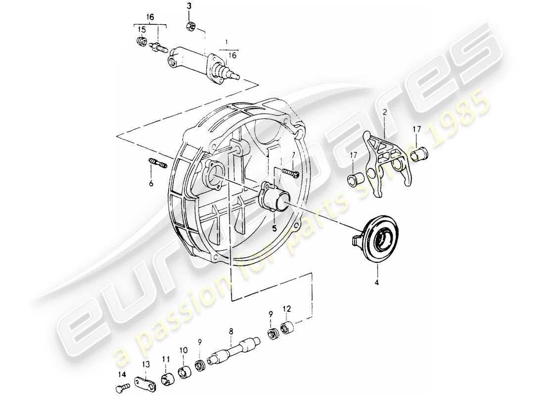 porsche 964 (1994) clutch release parts diagram