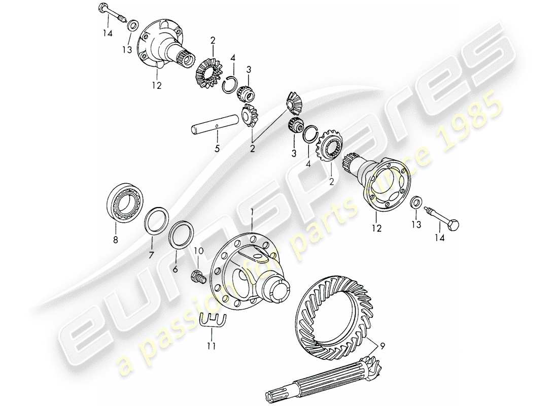 porsche 911/912 (1967) differential - sportomatic - d >> - mj 1968 part diagram