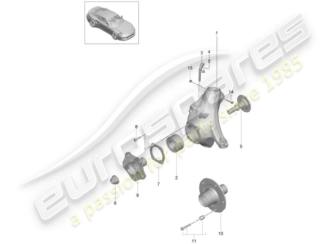 porsche 991 turbo (2017) wheel carrier parts diagram