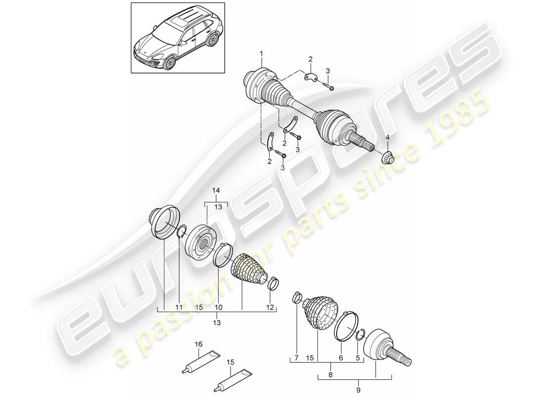 porsche cayenne e2 (2018) drive shaft part diagram