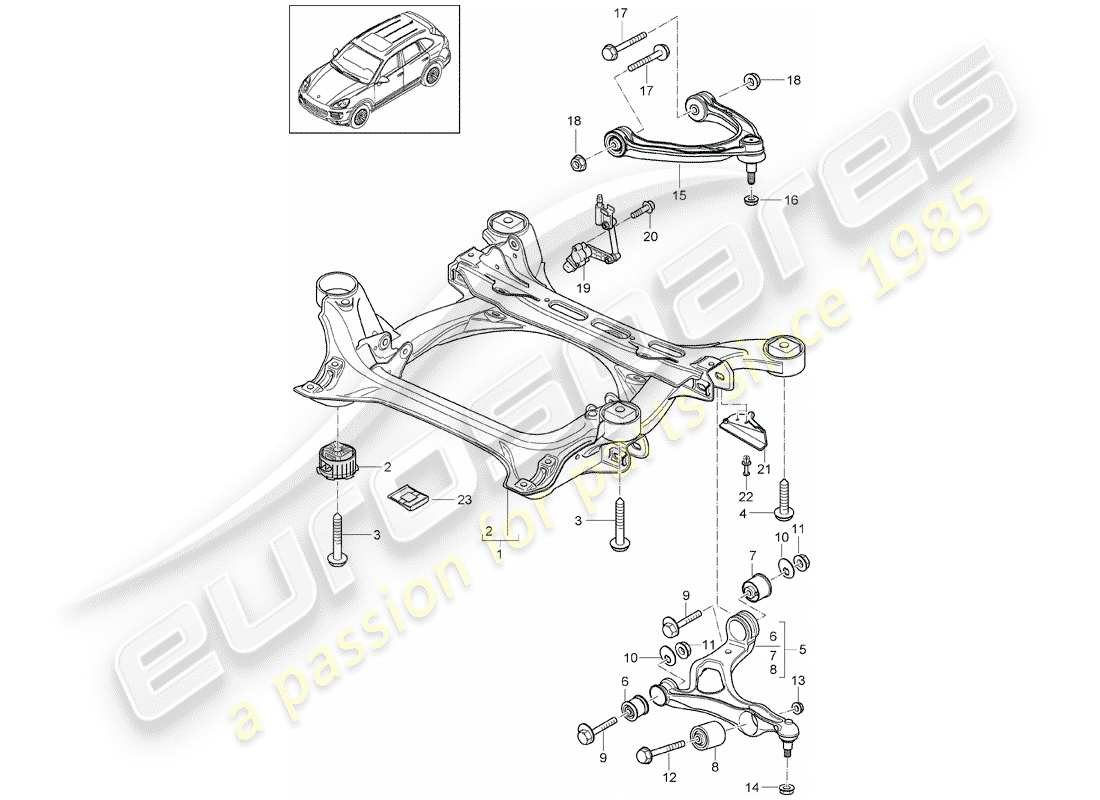 porsche cayenne e2 (2018) sub-frame part diagram