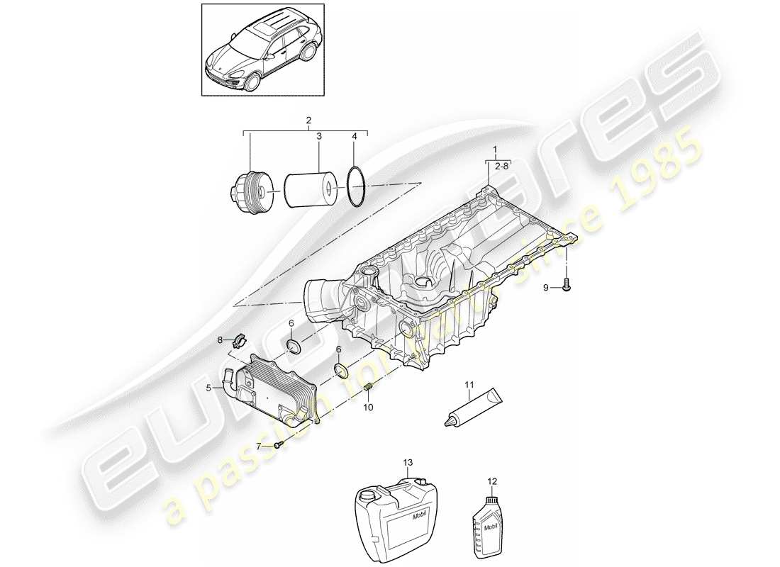 porsche cayenne e2 (2018) oil-conducting housing part diagram