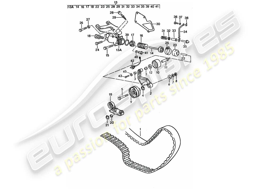 porsche 928 (1992) driving mechanism - camshaft parts diagram